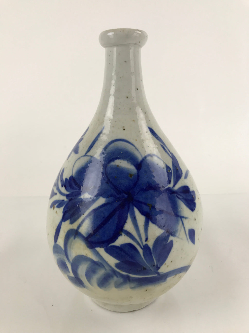 Antique Japanese Ceramic Large Imari Sake Bottle Kayoi-Tokkuri Blue Floral TS654