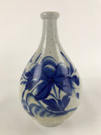 Antique Japanese Ceramic Large Imari Sake Bottle Kayoi-Tokkuri Blue Floral TS654