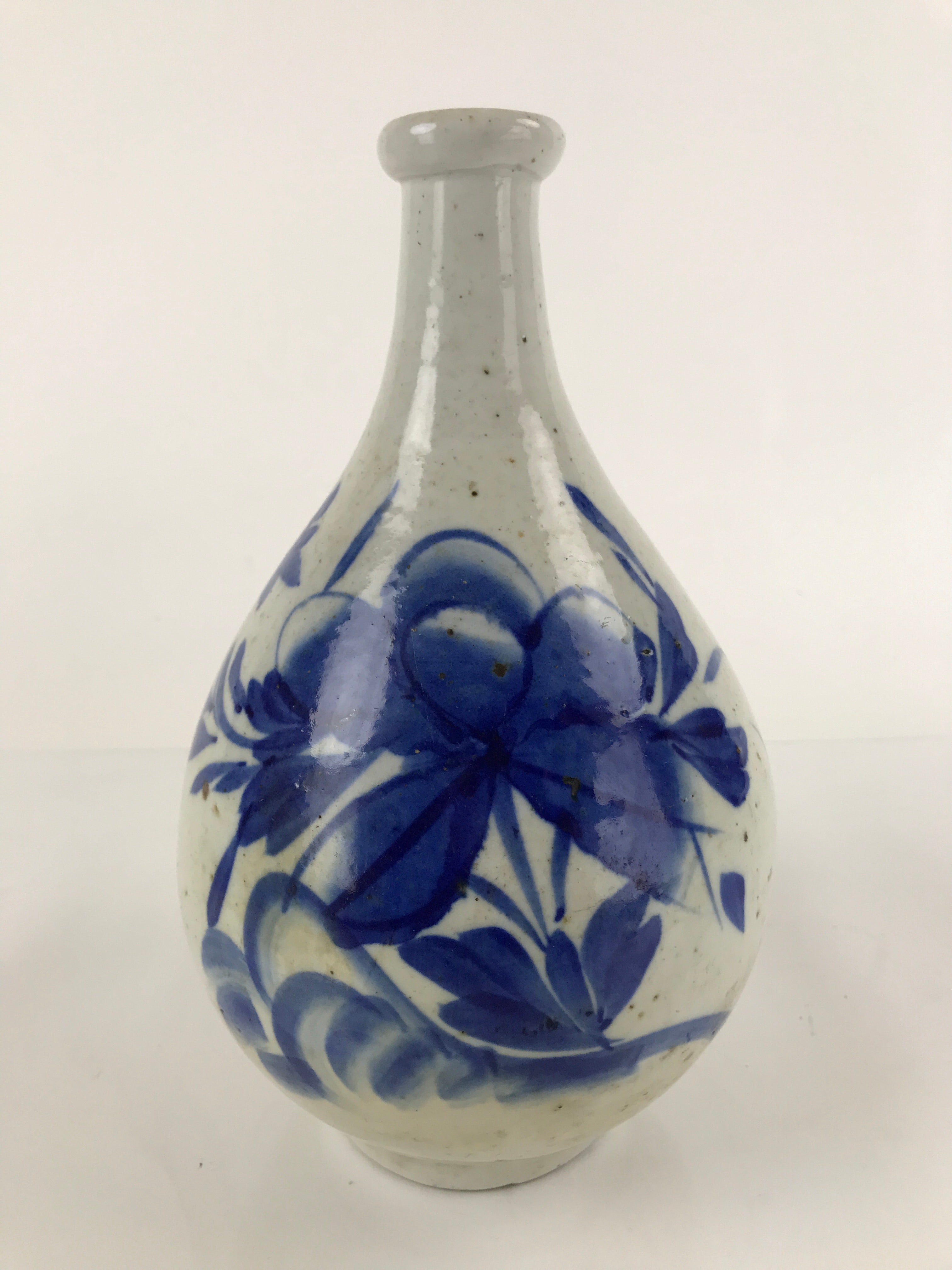 Antique Japanese Ceramic Large Imari Sake Bottle Kayoi-Tokkuri Blue Floral TS654