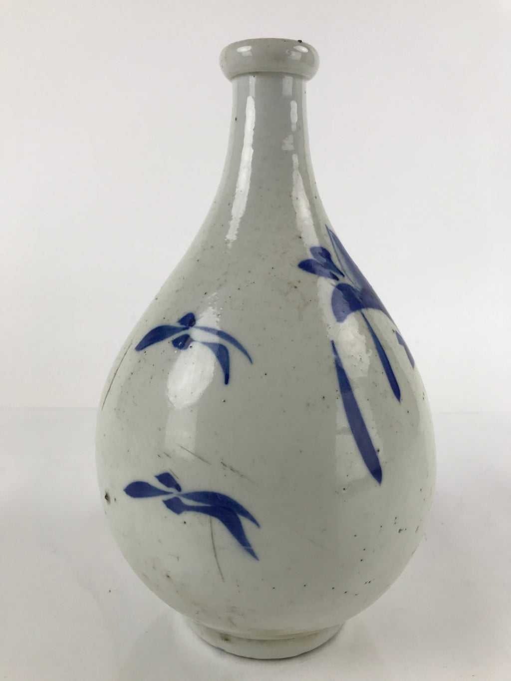 Antique Japanese Ceramic Large Imari Sake Bottle Kayoi-Tokkuri Blue Floral TS654
