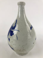 Antique Japanese Ceramic Large Imari Sake Bottle Kayoi-Tokkuri Blue Floral TS654