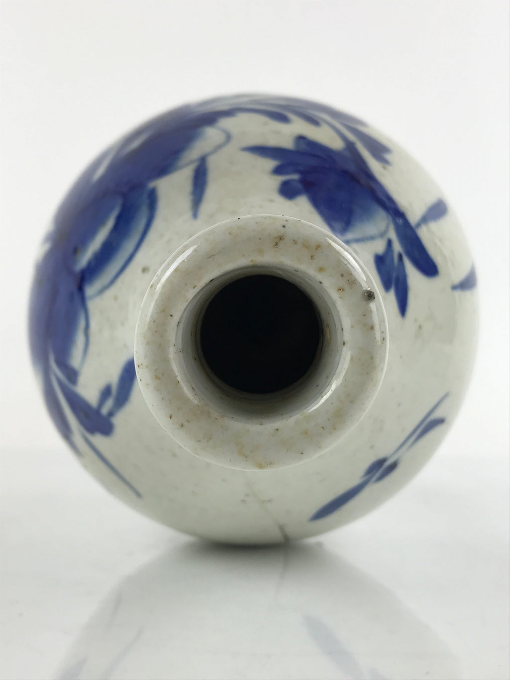 Antique Japanese Ceramic Large Imari Sake Bottle Kayoi-Tokkuri Blue Floral TS654