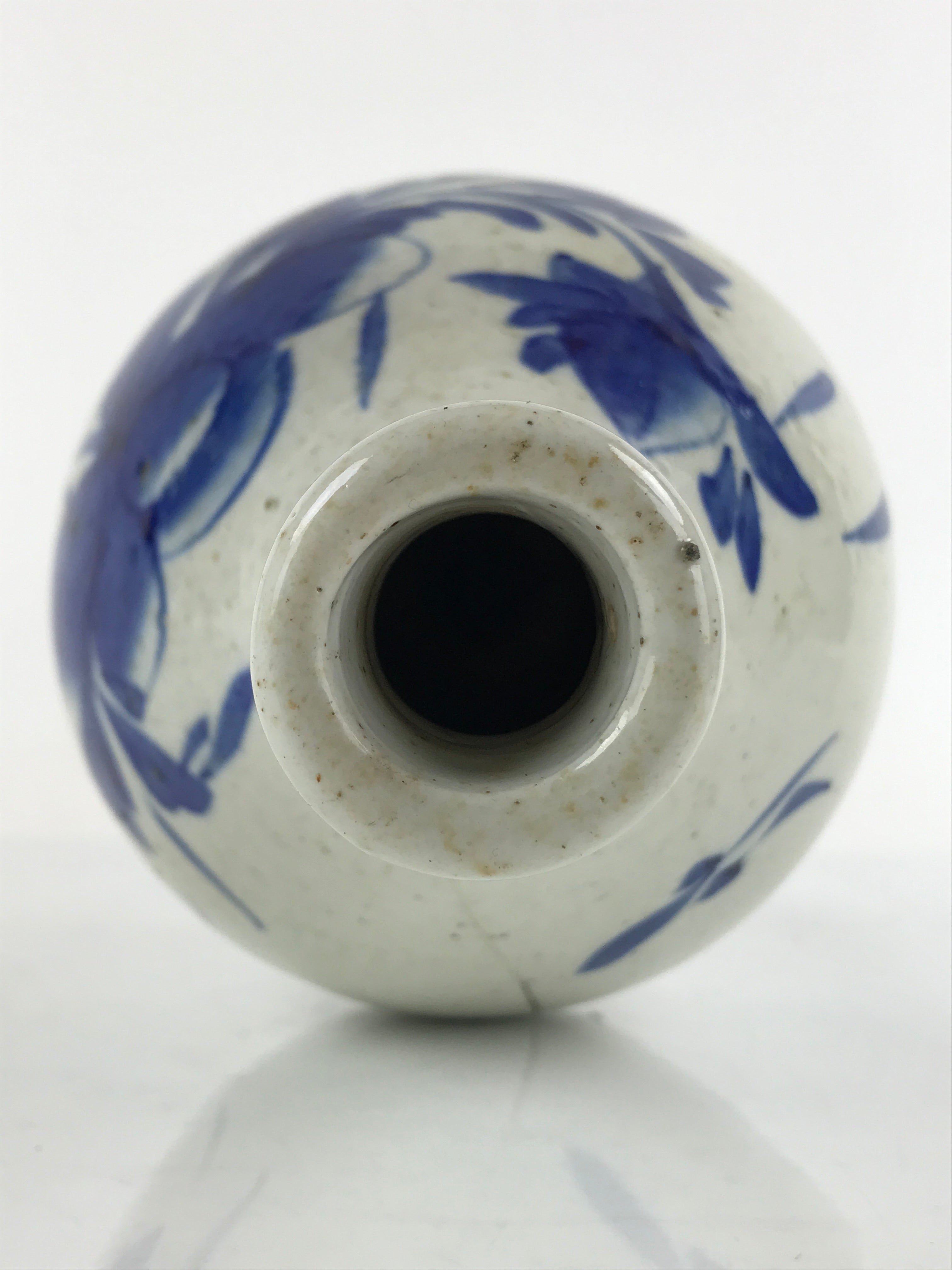 Antique Japanese Ceramic Large Imari Sake Bottle Kayoi-Tokkuri Blue Floral TS654