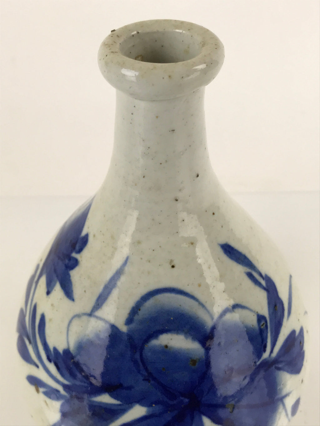 Antique Japanese Ceramic Large Imari Sake Bottle Kayoi-Tokkuri Blue Floral TS654