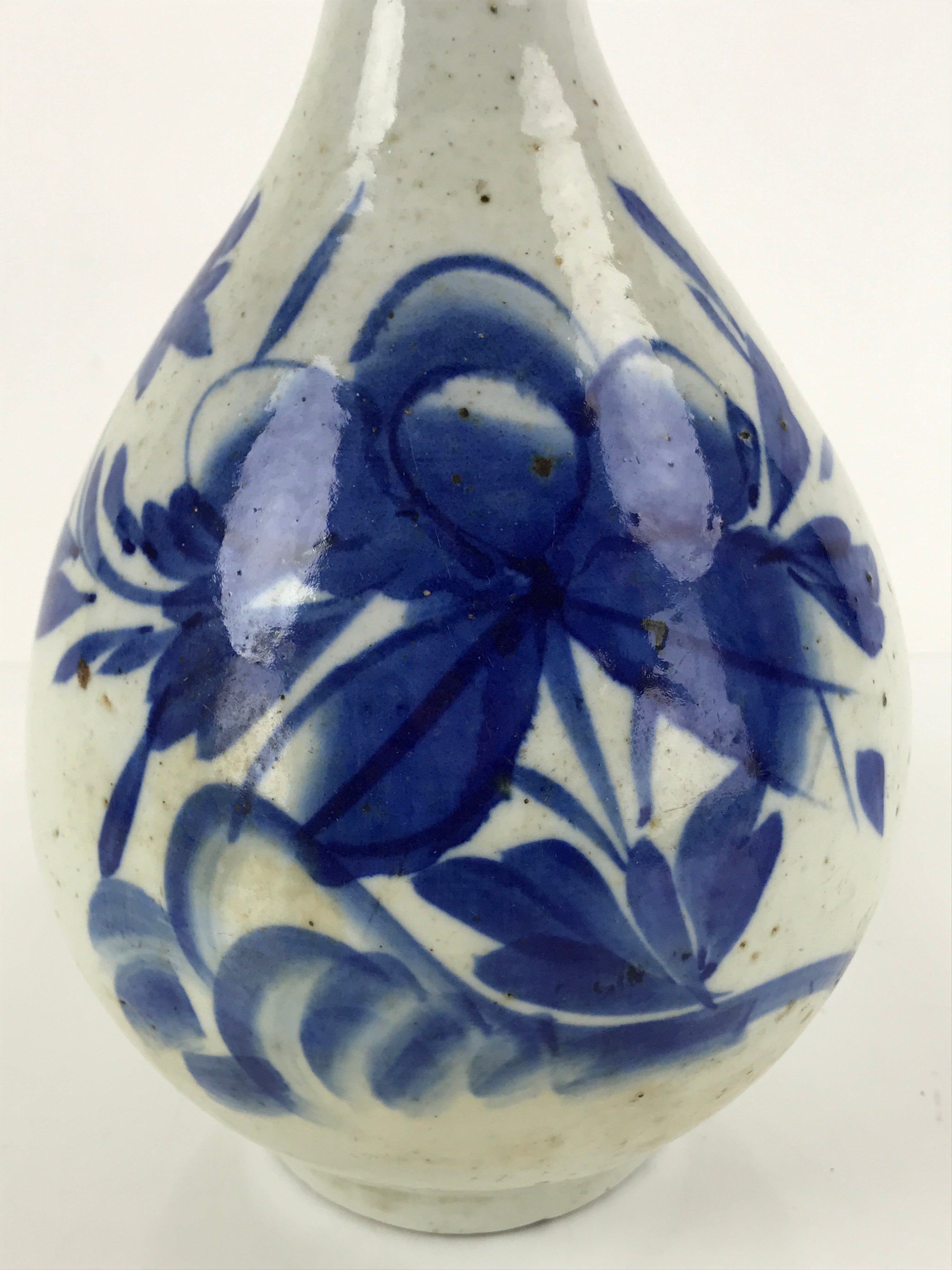 Antique Japanese Ceramic Large Imari Sake Bottle Kayoi-Tokkuri Blue Floral TS654