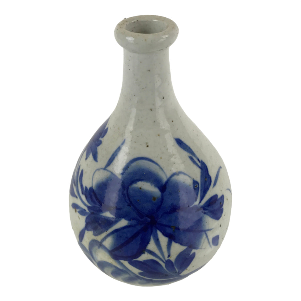 Antique Japanese Ceramic Large Imari Sake Bottle Kayoi-Tokkuri Blue Floral TS654