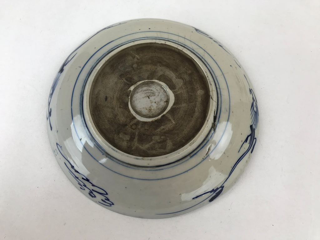 Antique Japanese Ceramic Large Plate Blue White Pine Tree Blossoms Floral PY588