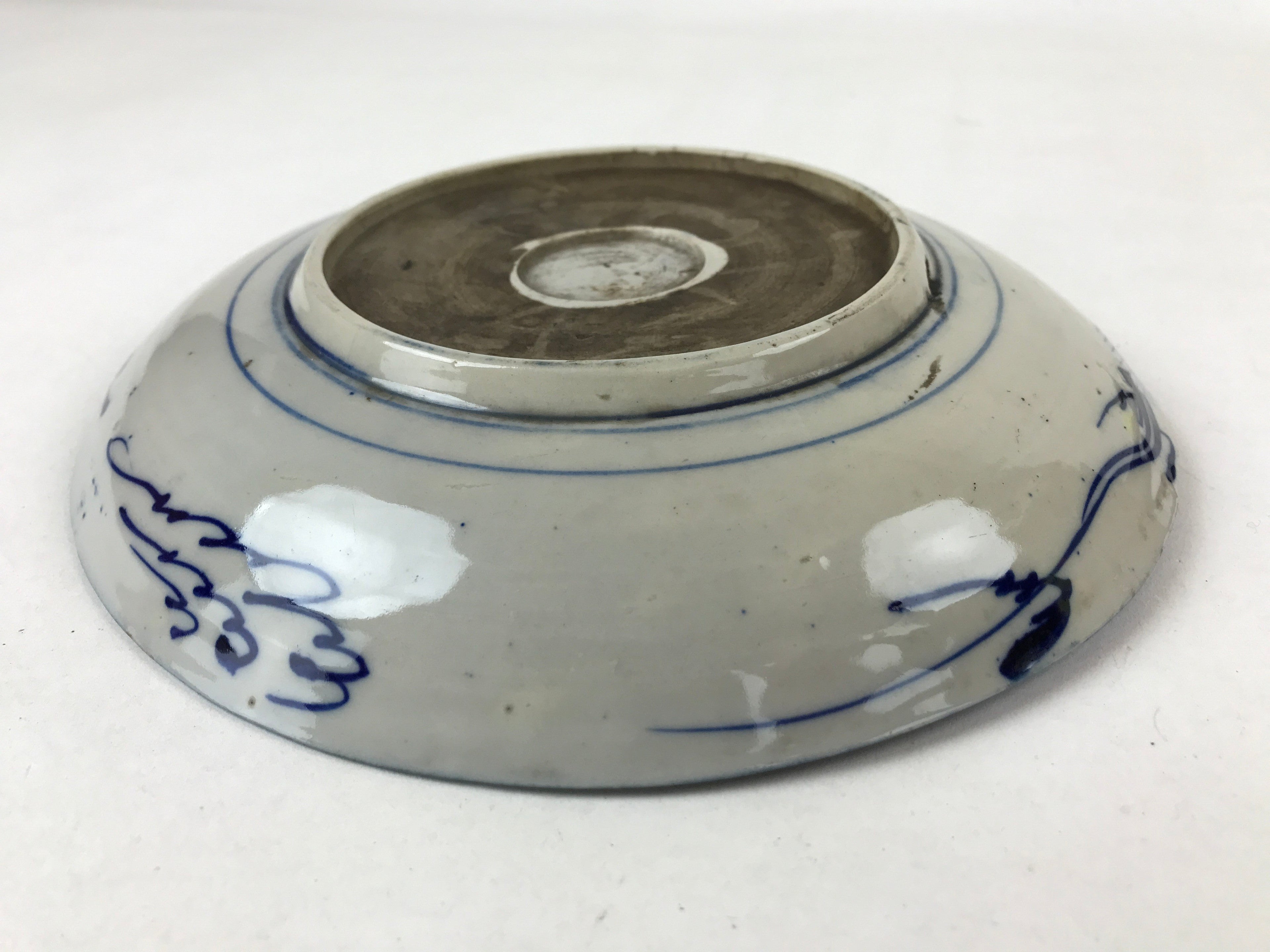 Antique Japanese Ceramic Large Plate Blue White Pine Tree Blossoms Floral PY588