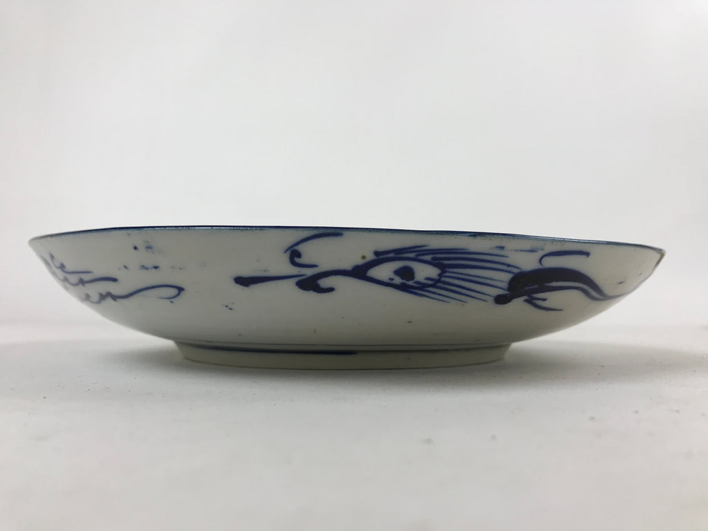 Antique Japanese Ceramic Large Plate Blue White Pine Tree Blossoms Floral PY588