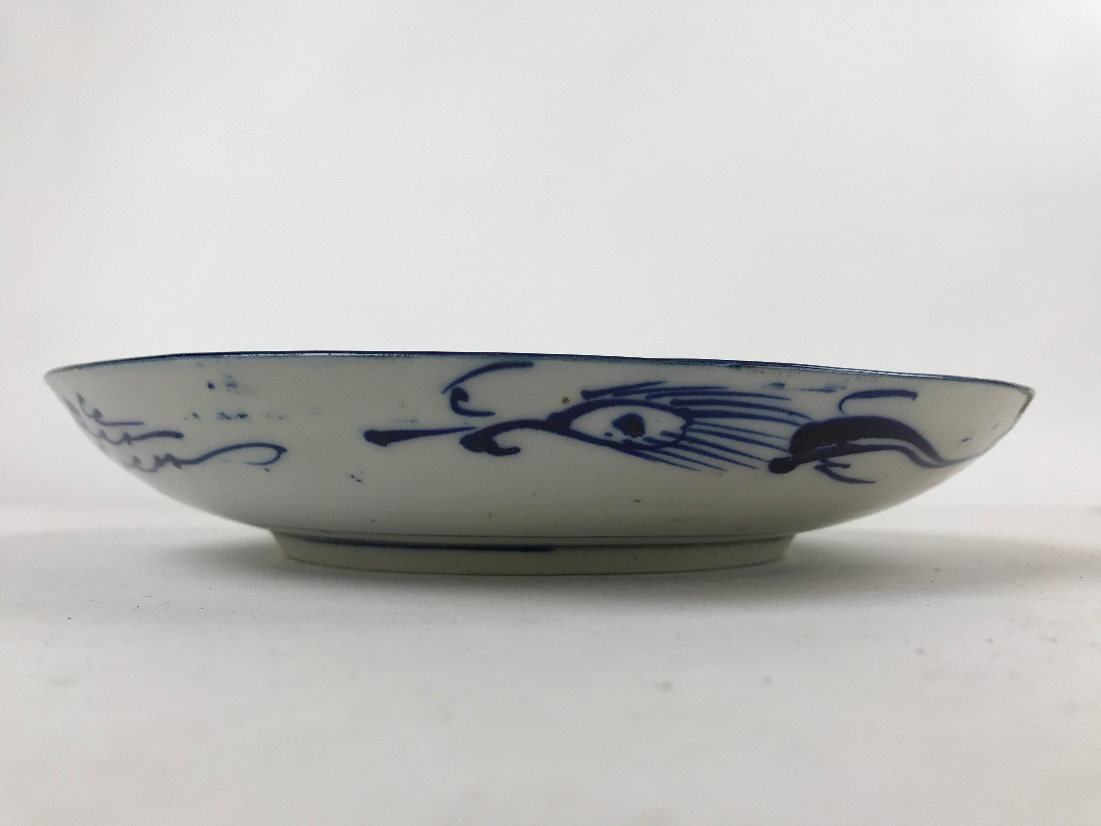 Antique Japanese Ceramic Large Plate Blue White Pine Tree Blossoms Floral PY588