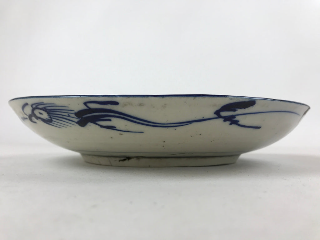 Antique Japanese Ceramic Large Plate Blue White Pine Tree Blossoms Floral PY588