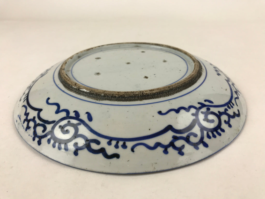 Antique Japanese Ceramic Large Plate Imari Ware Sometsuke Floral Blue PY592