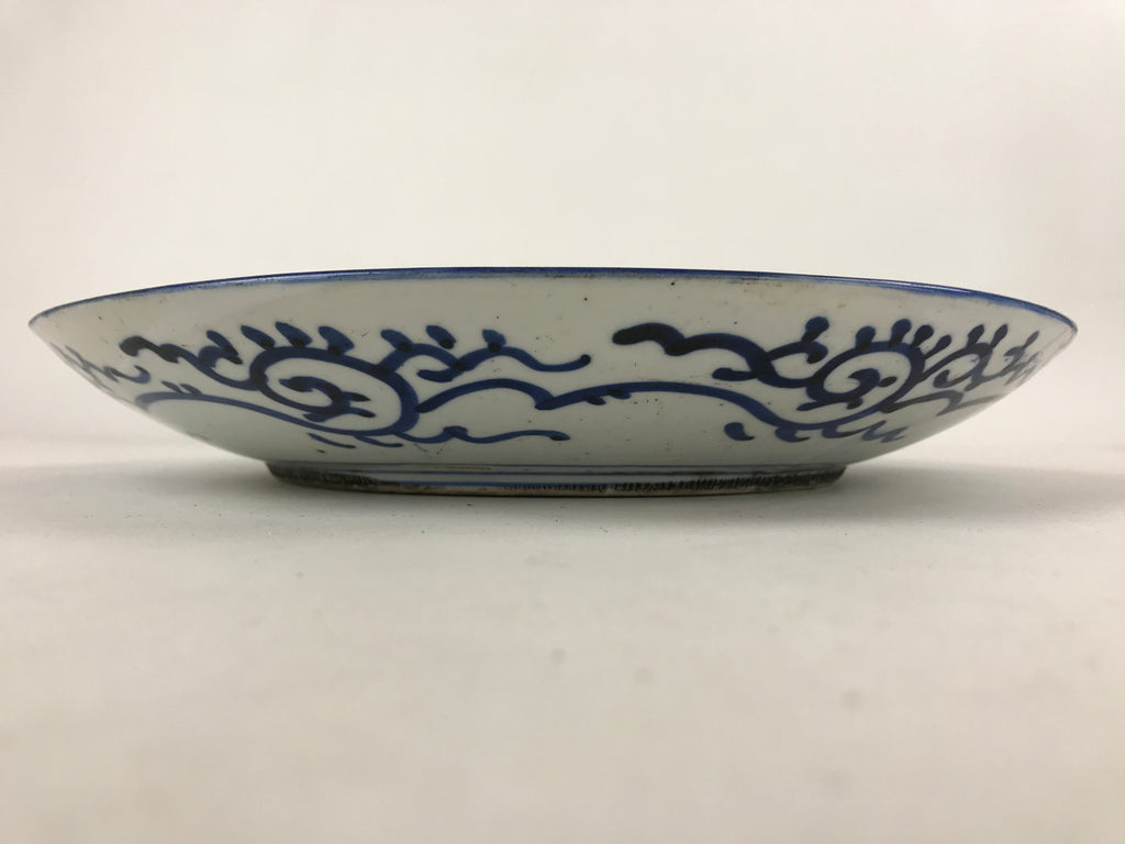 Antique Japanese Ceramic Large Plate Imari Ware Sometsuke Floral Blue PY592