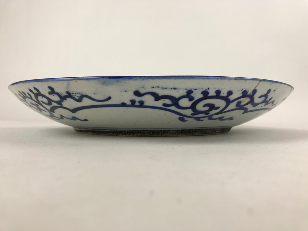 Antique Japanese Ceramic Large Plate Imari Ware Sometsuke Floral Blue PY592