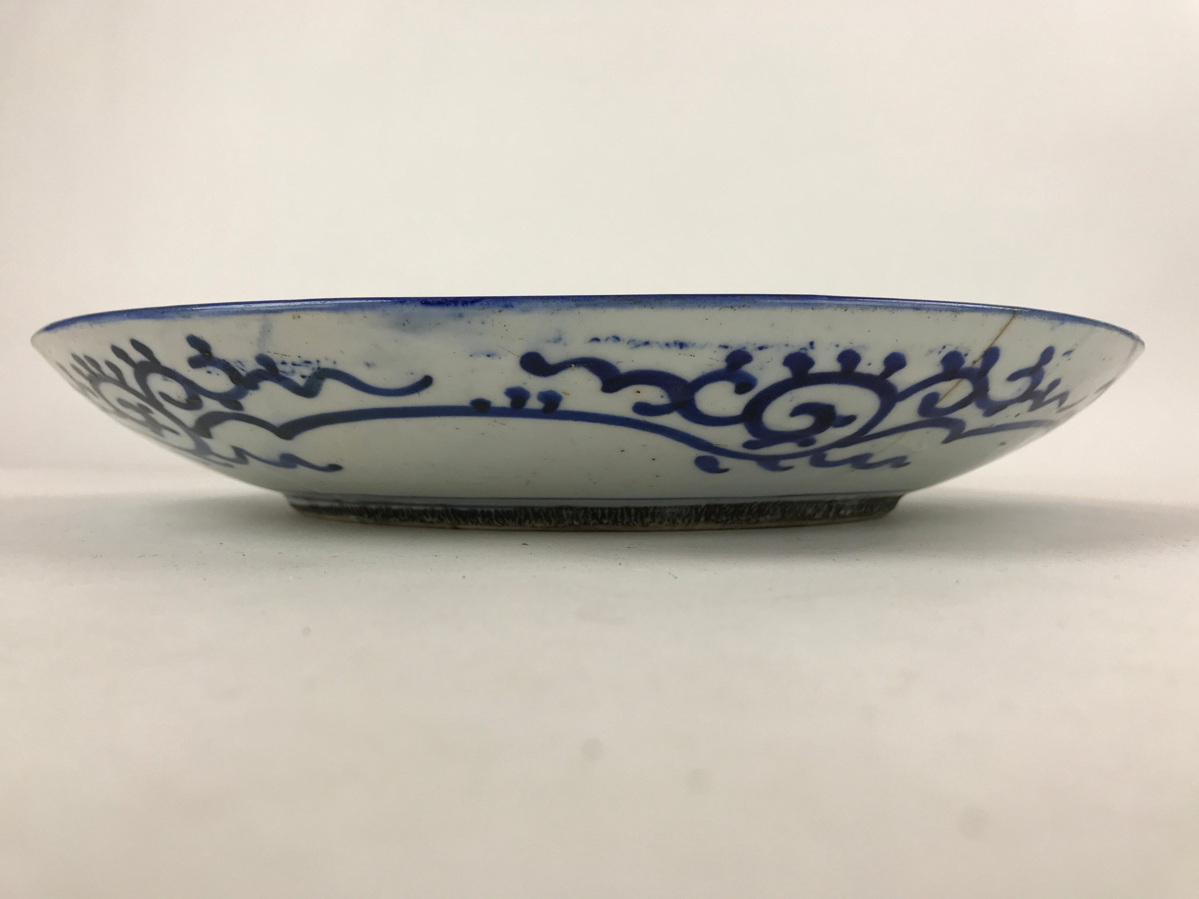 Antique Japanese Ceramic Large Plate Imari Ware Sometsuke Floral Blue PY592