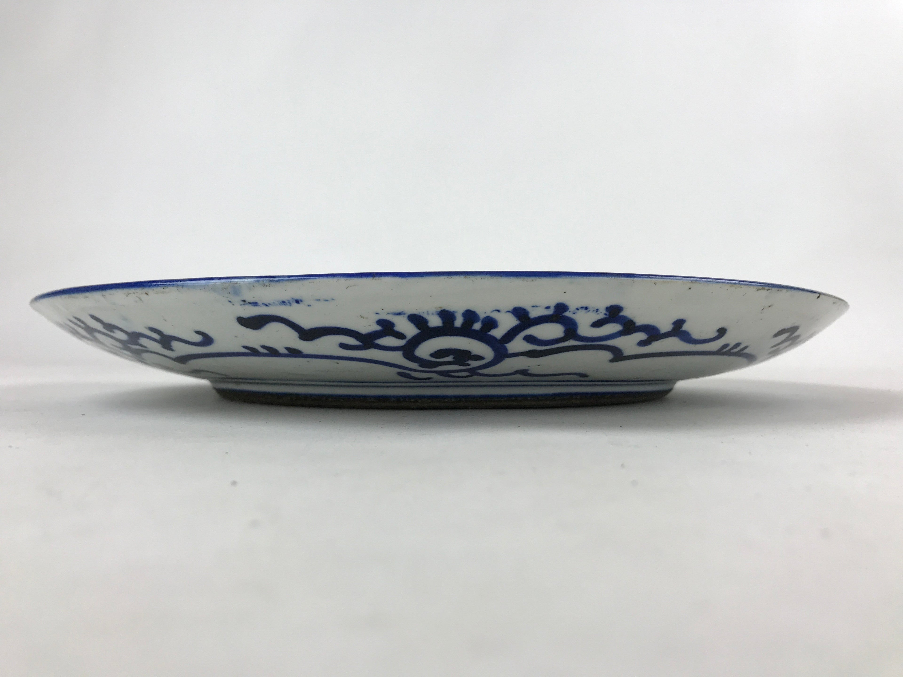 Antique Japanese Ceramic Large Plate Sometsuke Imari Ware Floral Kintsugi PY589