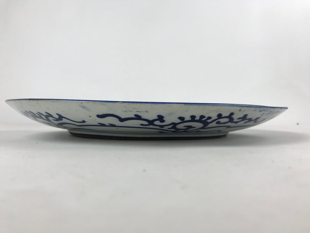 Antique Japanese Ceramic Large Plate Sometsuke Imari Ware Floral Kintsugi PY589