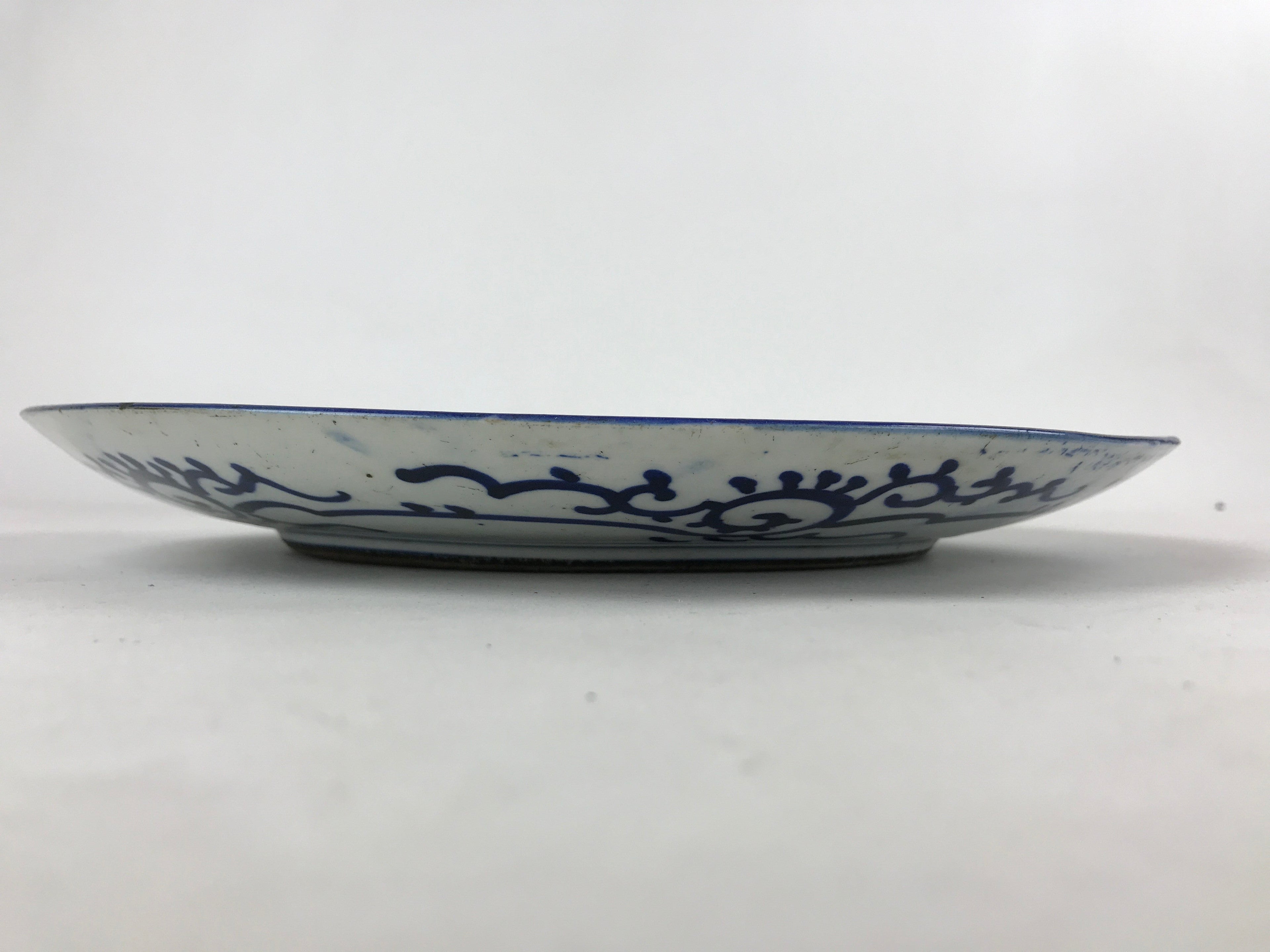 Antique Japanese Ceramic Large Plate Sometsuke Imari Ware Floral Kintsugi PY589