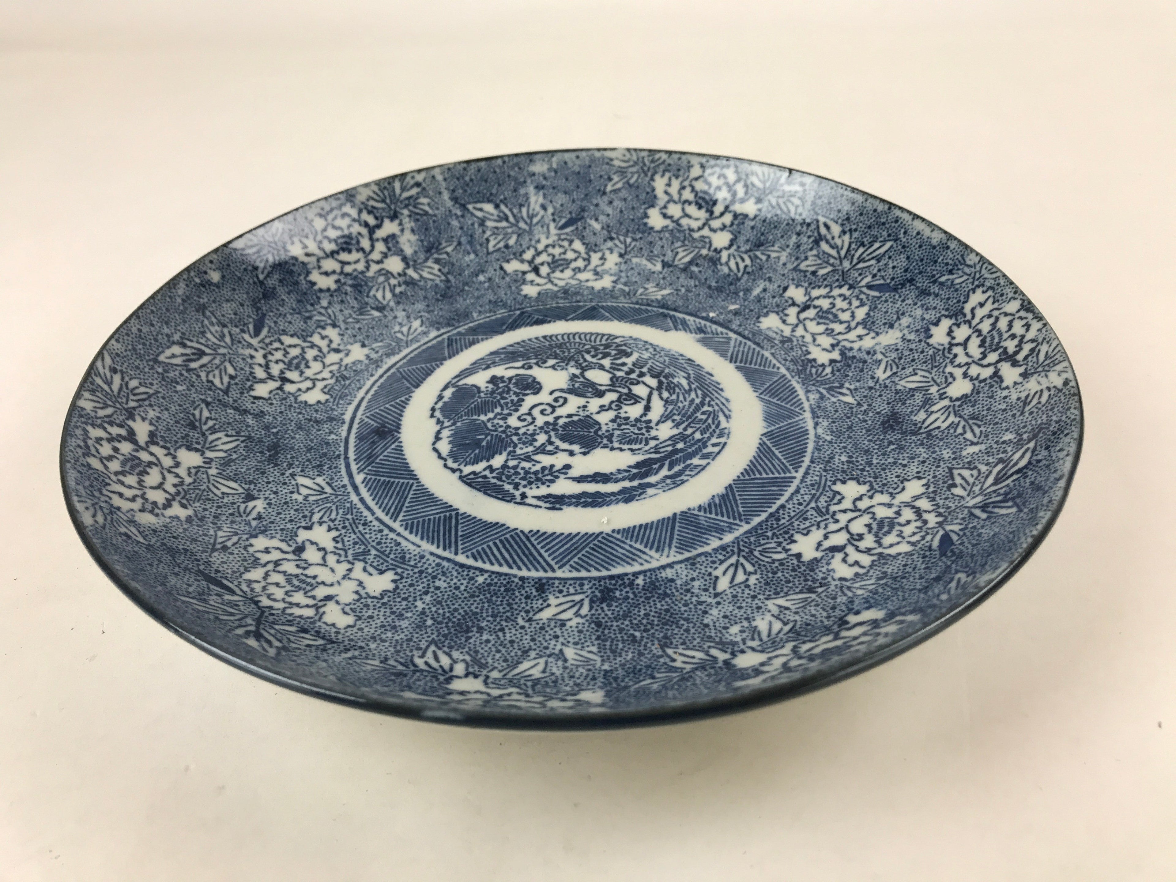 Antique Japanese Ceramic Large Plate Sometsuke Imari Ware Floral PY591