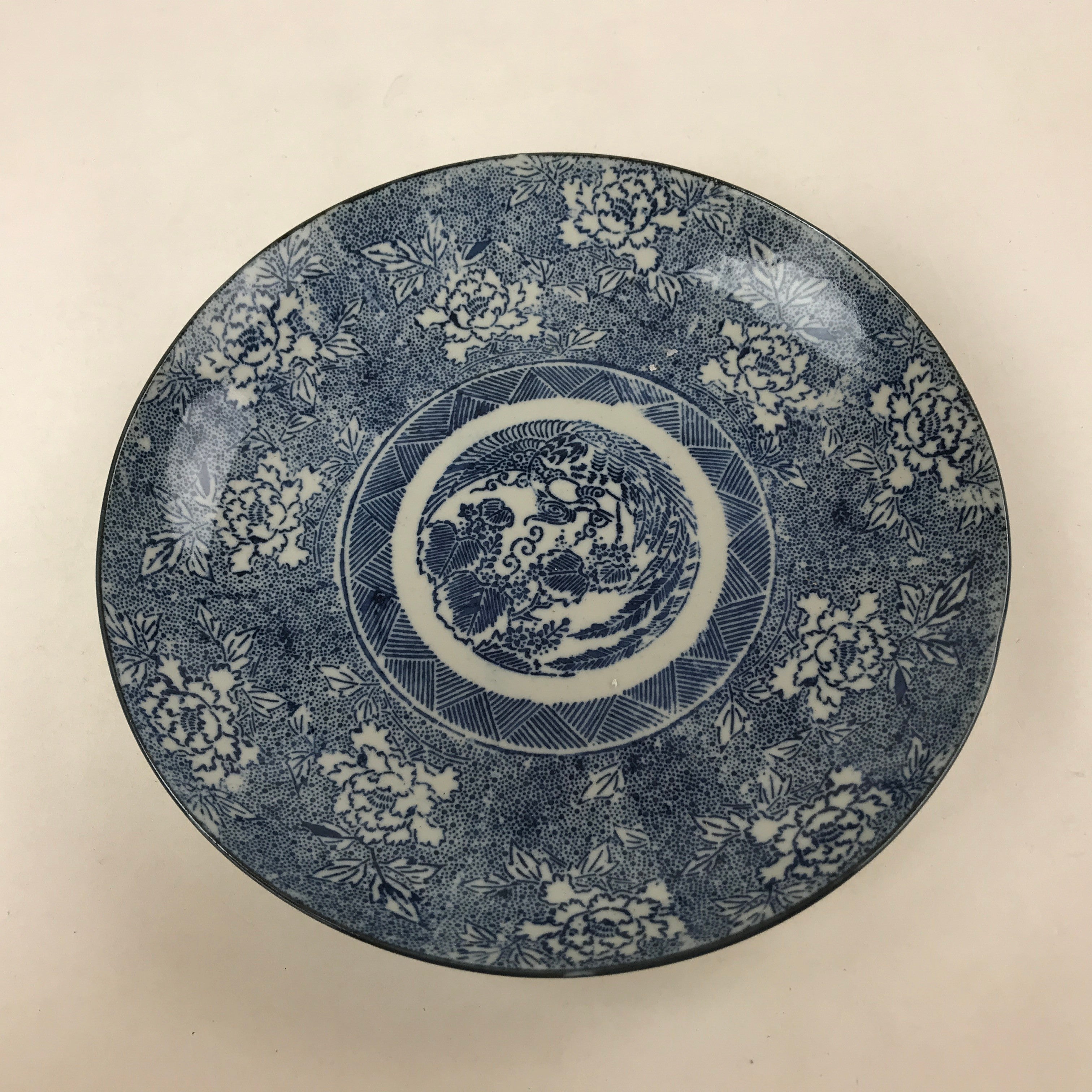 Antique Japanese Ceramic Large Plate Sometsuke Imari Ware Floral PY591