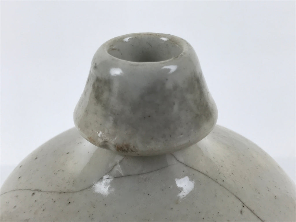 Antique Japanese Ceramic Sake Bottle Kayoi-Tokkuri Black Gray Tsurukame TS880