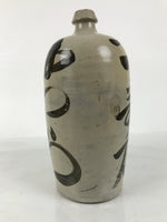 Antique Japanese Ceramic Sake Bottle Kayoi-Tokkuri Brown Gray Kaneichi TS878