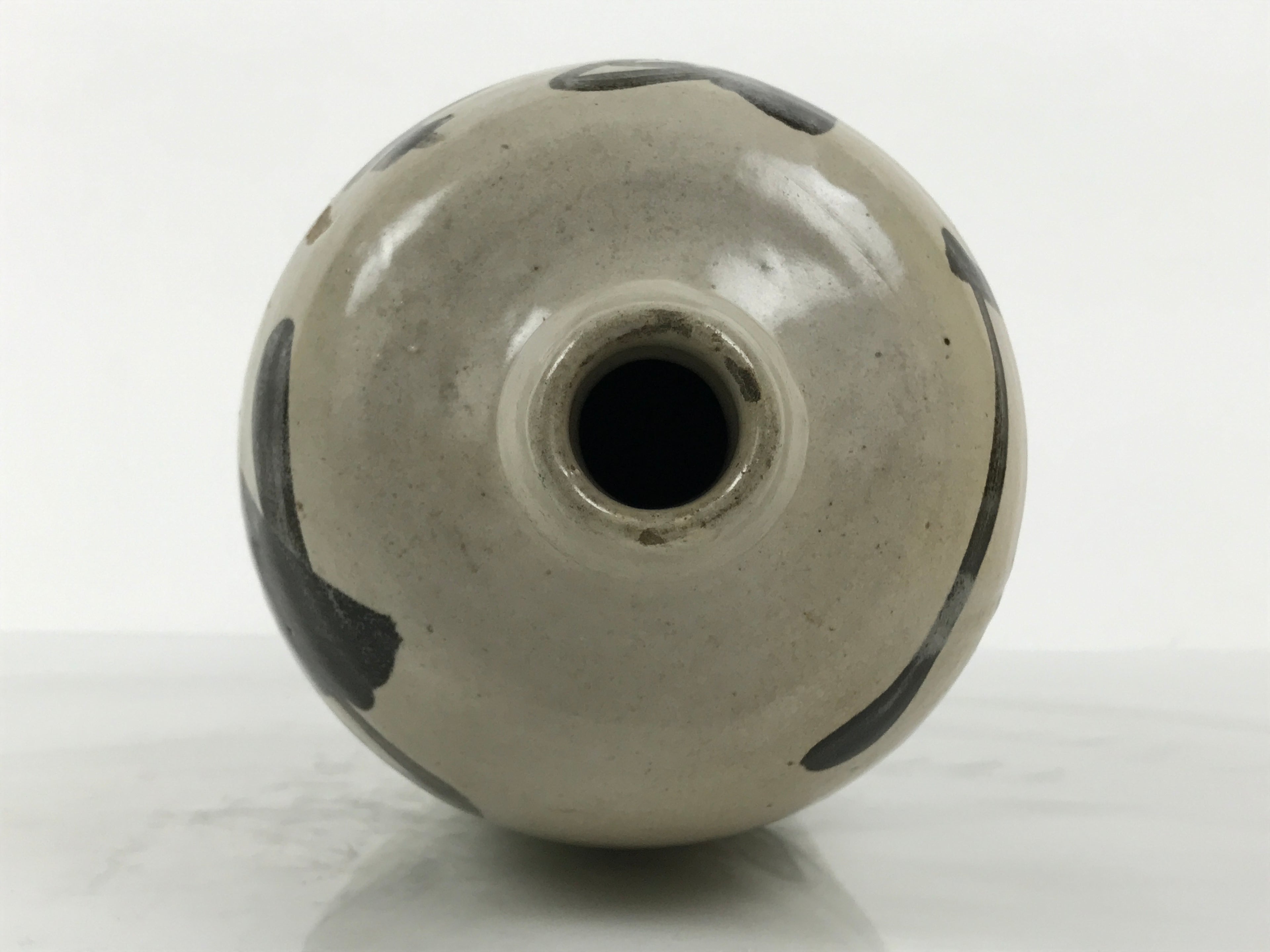 Antique Japanese Ceramic Sake Bottle Kayoi-Tokkuri Brown Gray Kaneichi TS878