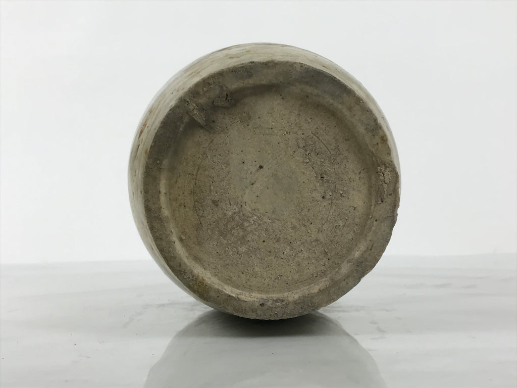Antique Japanese Ceramic Sake Bottle Kayoi-Tokkuri Brown Gray Round TS877