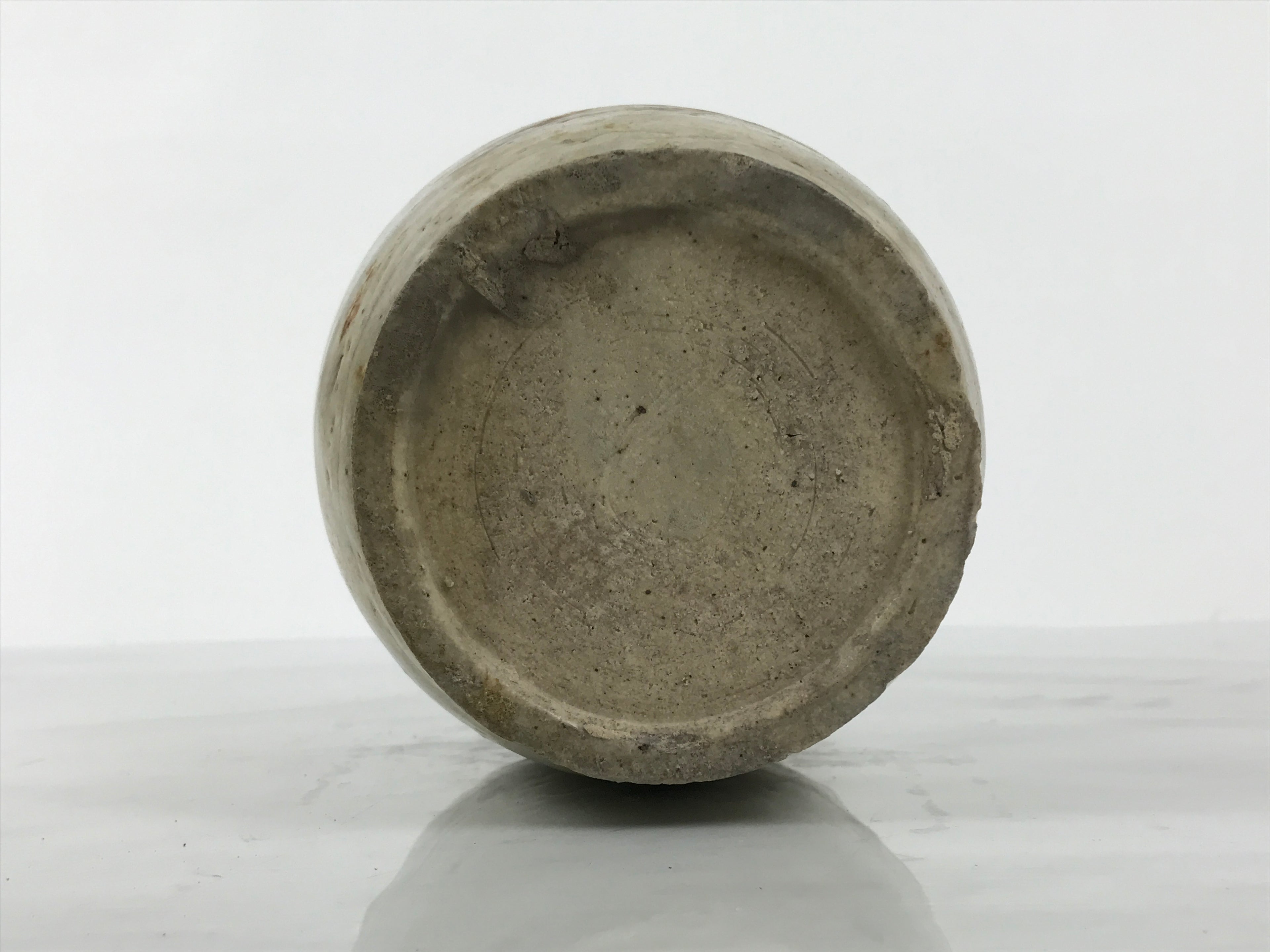 Antique Japanese Ceramic Sake Bottle Kayoi-Tokkuri Brown Gray Round TS877