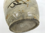 Antique Japanese Ceramic Sake Bottle Kayoi-Tokkuri Brown Gray Round TS877