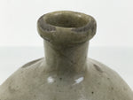 Antique Japanese Ceramic Sake Bottle Kayoi-Tokkuri Brown Gray Round TS877
