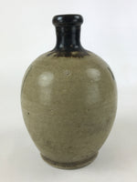 Antique Japanese Ceramic Sake Bottle Kayoi-Tokkuri Brown Handwritten Kanji TS563