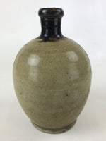 Antique Japanese Ceramic Sake Bottle Kayoi-Tokkuri Brown Handwritten Kanji TS563