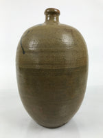 Antique Japanese Ceramic Sake Bottle Kayoi-Tokkuri Brown Round Large Logo TS876