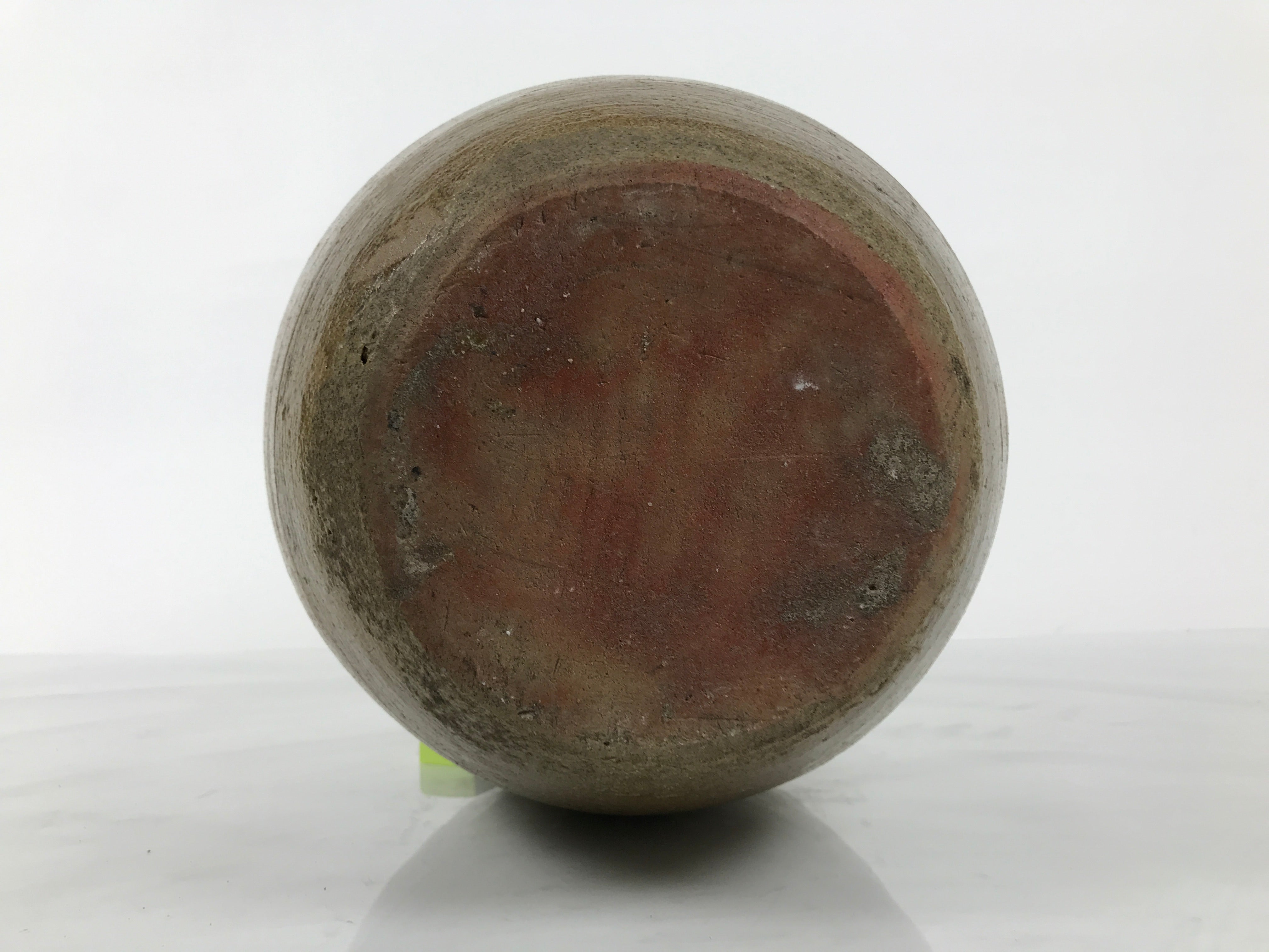 Antique Japanese Ceramic Sake Bottle Kayoi-Tokkuri Brown Round Large Logo TS876