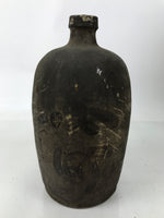Antique Japanese Ceramic Sake Bottle Kayoi-Tokkuri Dark Gray Black TS805