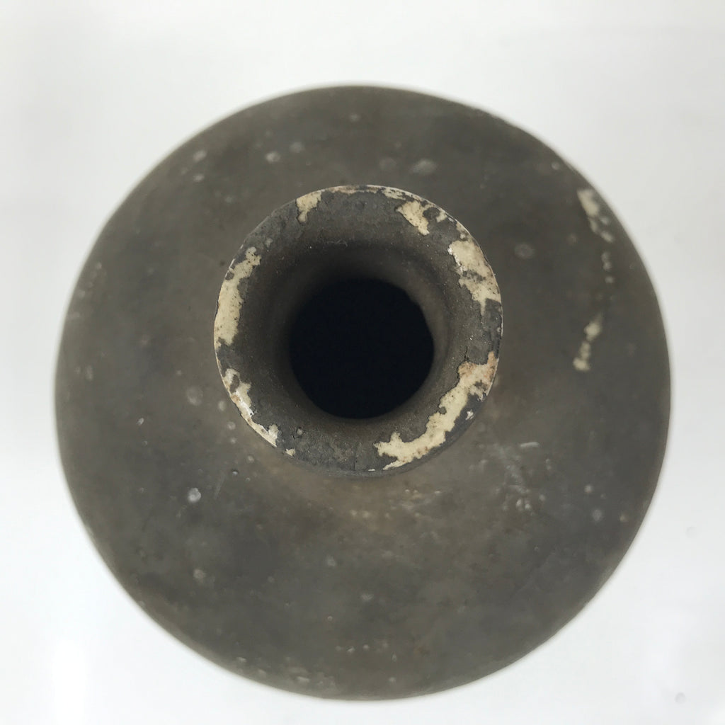 Antique Japanese Ceramic Sake Bottle Kayoi-Tokkuri Dark Gray Black TS805