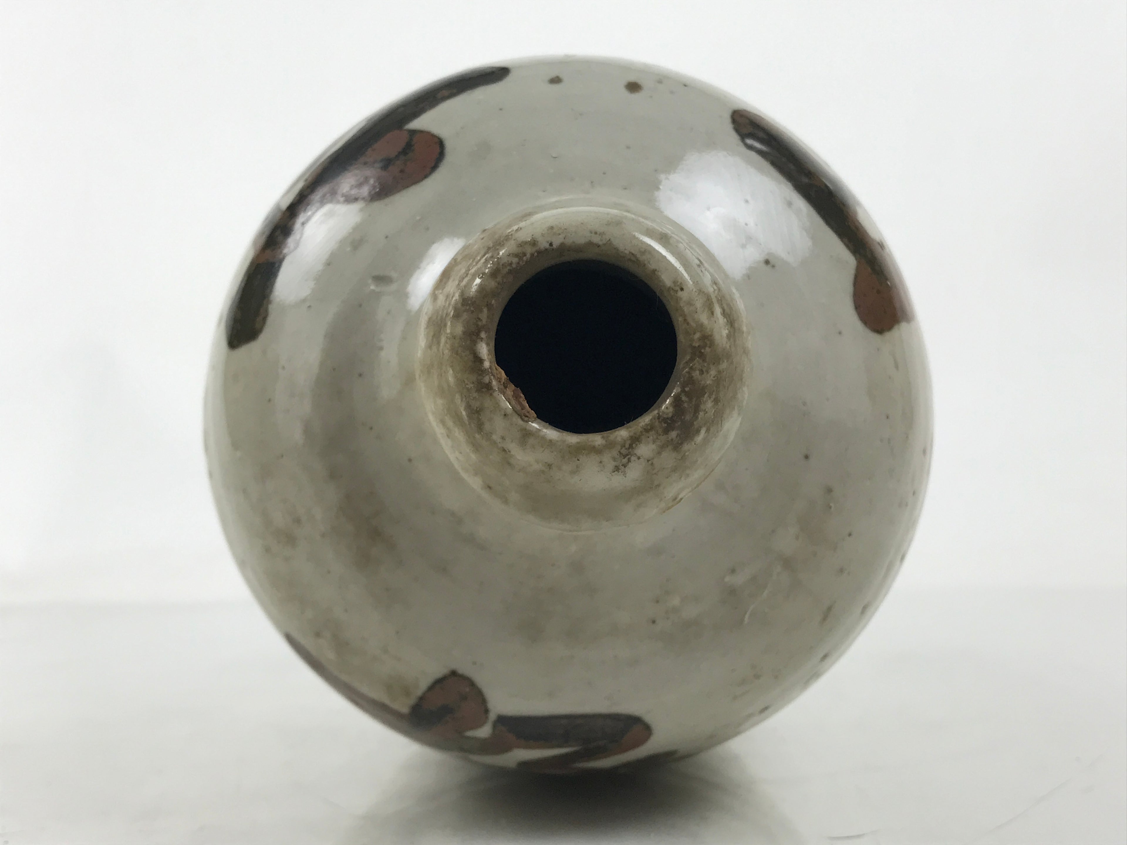 Antique Japanese Ceramic Sake Bottle Kayoi-Tokkuri Gokurakuji Temple Gray TS784