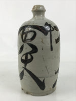 Antique Japanese Ceramic Sake Bottle Kayoi-Tokkuri Gray Black Ikeno TS780