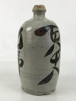 Antique Japanese Ceramic Sake Bottle Kayoi-Tokkuri Gray Black Ikeno TS780