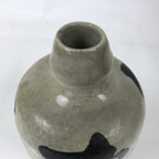 Antique Japanese Ceramic Sake Bottle Kayoi-Tokkuri Gray Black Kanji Kannyu TS808