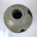 Antique Japanese Ceramic Sake Bottle Kayoi-Tokkuri Gray Black Kanji Kannyu TS808