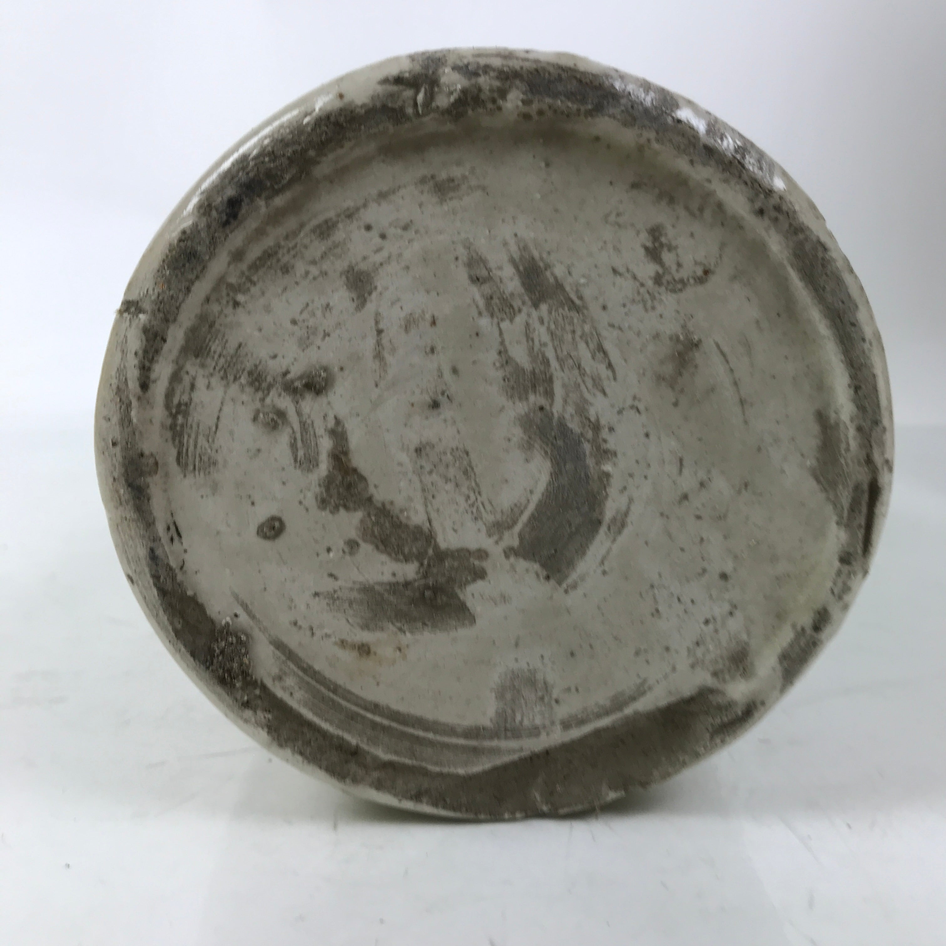 Antique Japanese Ceramic Sake Bottle Kayoi-Tokkuri Gray Black Kanji Kannyu TS809