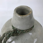 Antique Japanese Ceramic Sake Bottle Kayoi-Tokkuri Gray Black Kanji String TS802