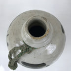 Antique Japanese Ceramic Sake Bottle Kayoi-Tokkuri Gray Black Kanji String TS802