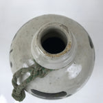 Antique Japanese Ceramic Sake Bottle Kayoi-Tokkuri Gray Black Kanji String TS802