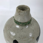 Antique Japanese Ceramic Sake Bottle Kayoi-Tokkuri Gray Black Kanji String TS803