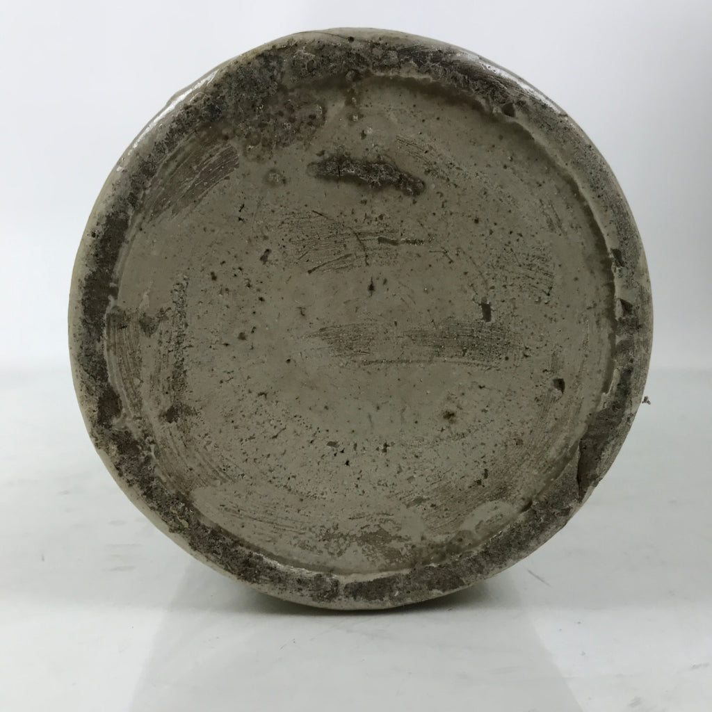 Antique Japanese Ceramic Sake Bottle Kayoi-Tokkuri Gray Black Kanji String TS803