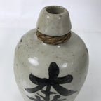 Antique Japanese Ceramic Sake Bottle Kayoi-Tokkuri Gray Black Kanji String TS810