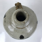 Antique Japanese Ceramic Sake Bottle Kayoi-Tokkuri Gray Black Kanji String TS810
